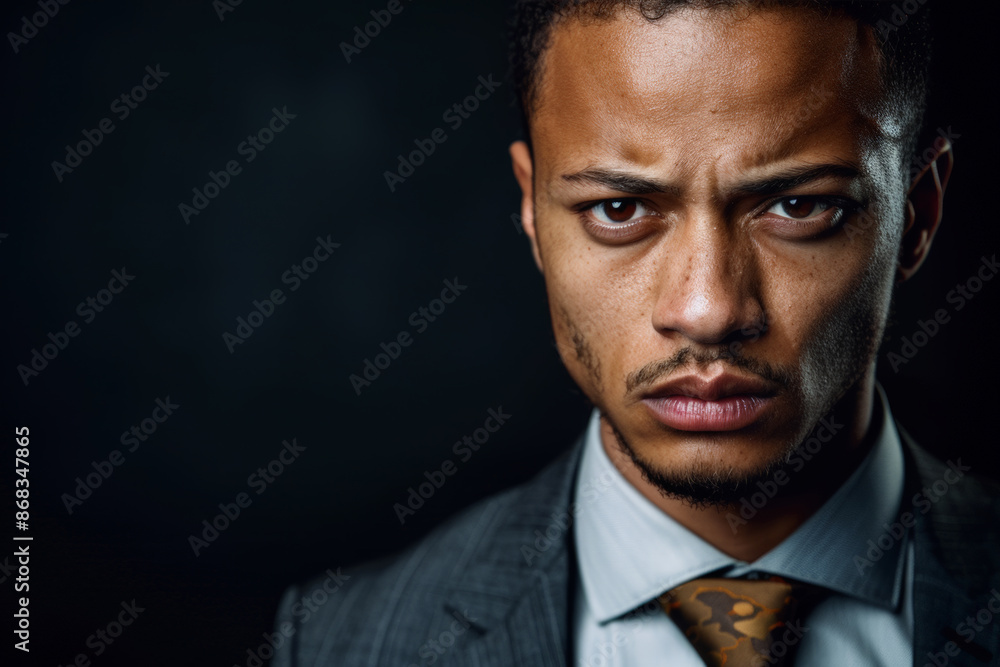 Close-up portrait of a young man of Latino descent, studio photo, against a sleek gray studio backdrop Close-up portrait of a young man of Latino descent, studio photo, against a sleek gray studio backdrop