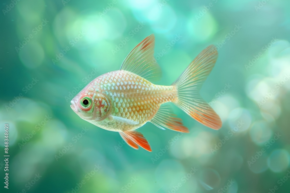 Vivid Orange and Yellow Betta Fish Swimming in a Blurred Aquatic Environment Vivid Orange and Yellow Betta Fish Swimming in a Blurred Aquatic Environment