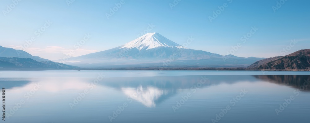 Symmetry and Tranquility: Mount Fuji's Reflection in Lake Kawaguchi Symmetry and Tranquility: Mount Fuji's Reflection in Lake Kawaguchi