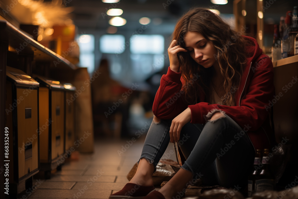 Despair and Solitude: A Young Woman in Distress. Generative AI Despair and Solitude: A Young Woman in Distress. Generative AI