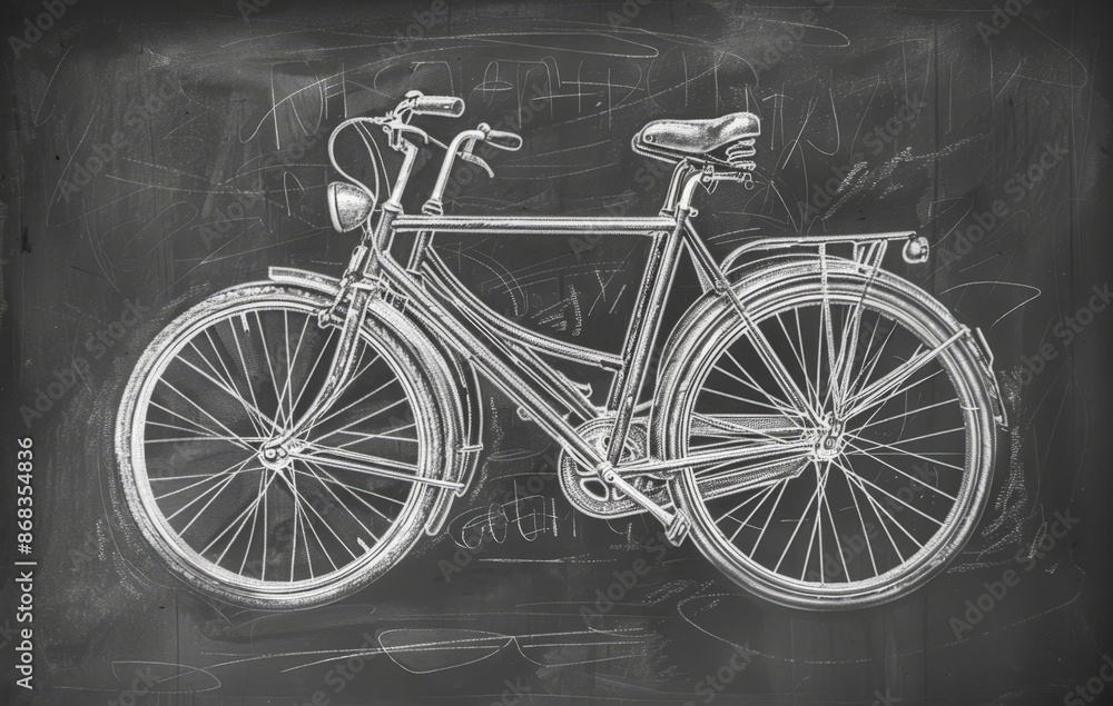 Obraz premium Vintage Bicycle Chalk Drawing