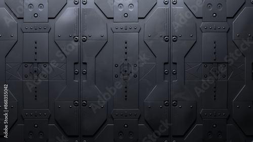  a dark metallic wall panel with a geometric pattern and a detailed design