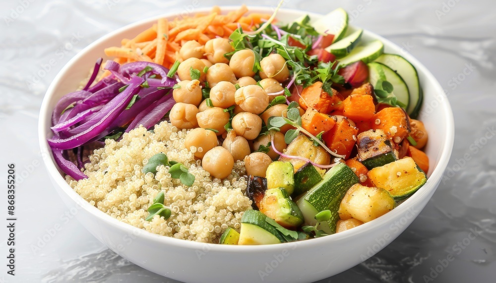 A colorful salad with a variety of vegetables and chickpeas A colorful salad with a variety of vegetables and chickpeas