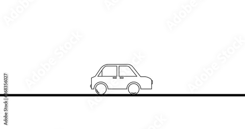 Driving car animation. 4k high quality 2d white screen video.