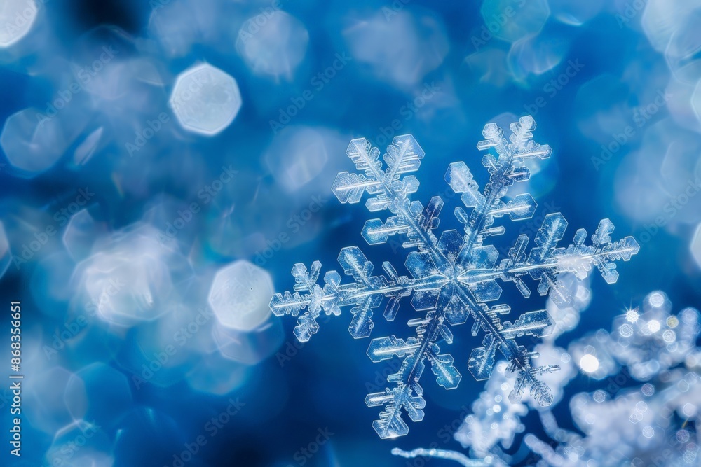 Translucent Snowflake on a Blurred Blue Background Translucent Snowflake on a Blurred Blue Background