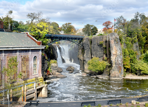 Bridge over the fall in the park, Mary Ellen Kramer Great Falls Park, City Of Paterson, New jersey, USA