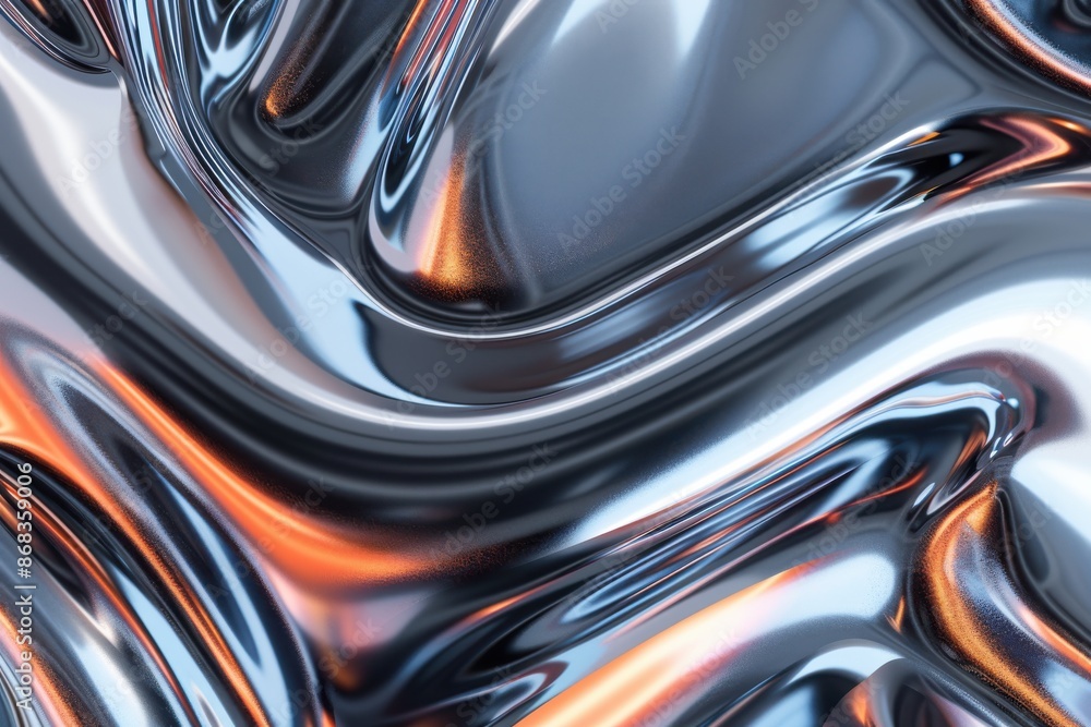 Abstract background with flowing liquid chrome or mercury. Futuristic and dynamic metallic texture with iridescent reflections. Abstract background with flowing liquid chrome or mercury. Futuristic and dynamic metallic texture with iridescent reflections.