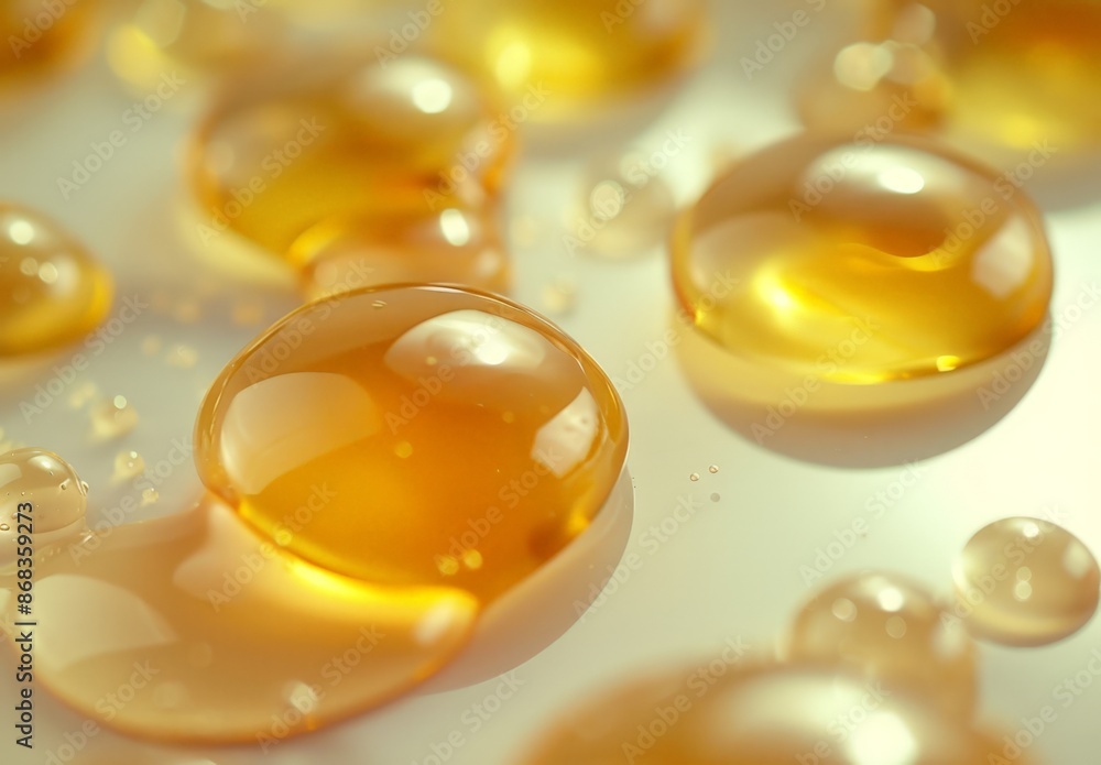Translucent Gold Bubbles on a White Surface Translucent Gold Bubbles on a White Surface