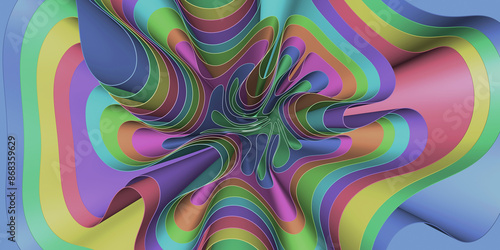 Wallpaper Mural Abstract background wavy colorful fabric. Wavy color lines. 3D rendering illustration. Torontodigital.ca