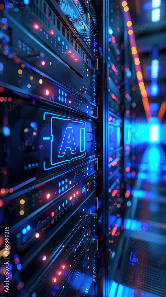 Fototapeta premium Close-Up of AI Server Rack
