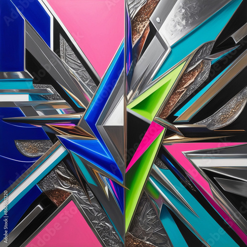 bstract background with a striking combination of bold geometric shapes and sharp angles, exploring unique forms and contrasting perspectives, Generative AI photo