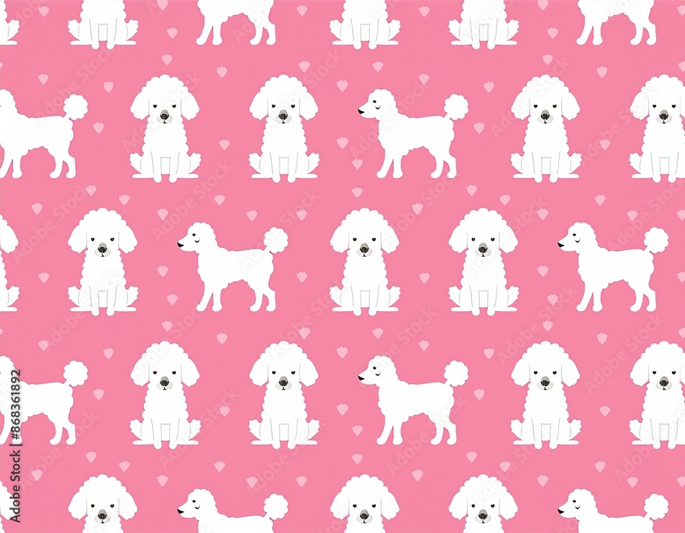 seamless pattern with dog. cute Bichon Frise. Dog cute pattern. background pink seamless pattern with dog. cute Bichon Frise. Dog cute pattern. background pink