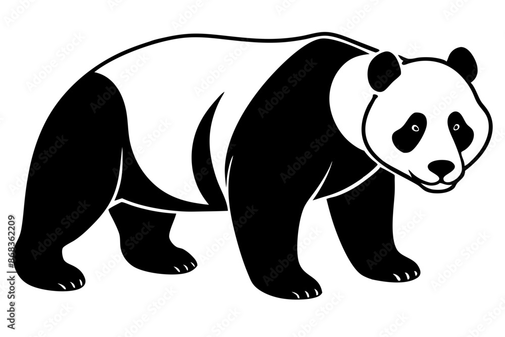 Fototapeta premium Panda black silhouette clip illustration Vector art