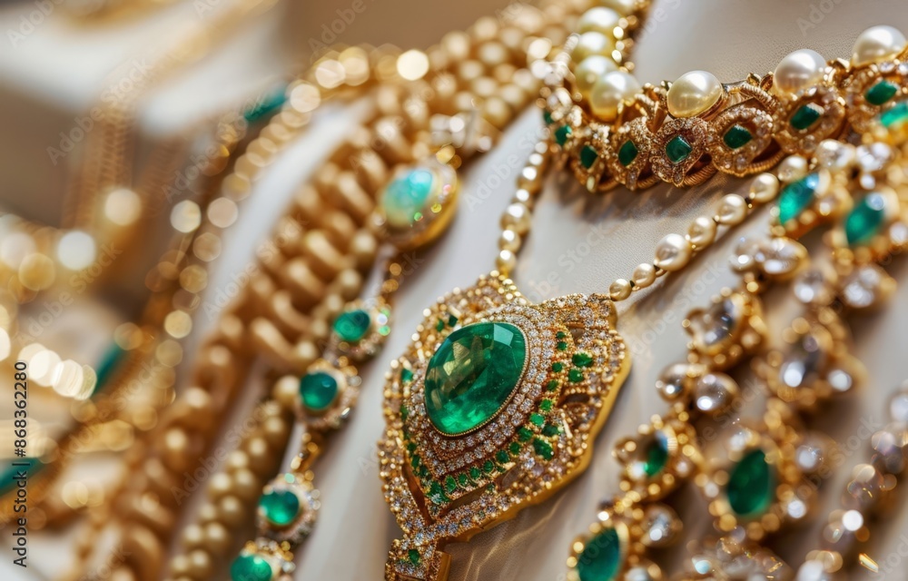 Elegant Jewelry Set with Green Gemstones and Pearl Accents Elegant Jewelry Set with Green Gemstones and Pearl Accents