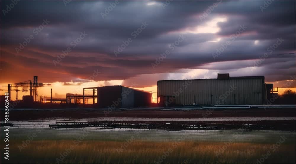 Time lapse of clouds over abandoned buildings in the city. Time lapse of clouds over abandoned buildings in the city.