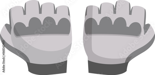 Gray fingerless gloves protecting hands with hard knuckle pads