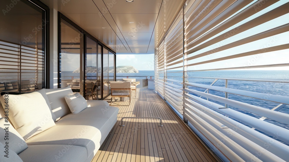 luxury yacht with custom-made Bahama shutters, blending high-end design with practical sun protection for guests luxury yacht with custom-made Bahama shutters, blending high-end design with practical sun protection for guests