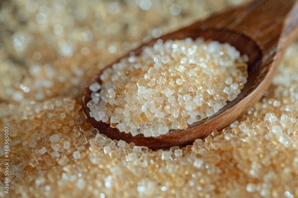 Sugar Crystals in Wooden Spoon Sugar Crystals in Wooden Spoon