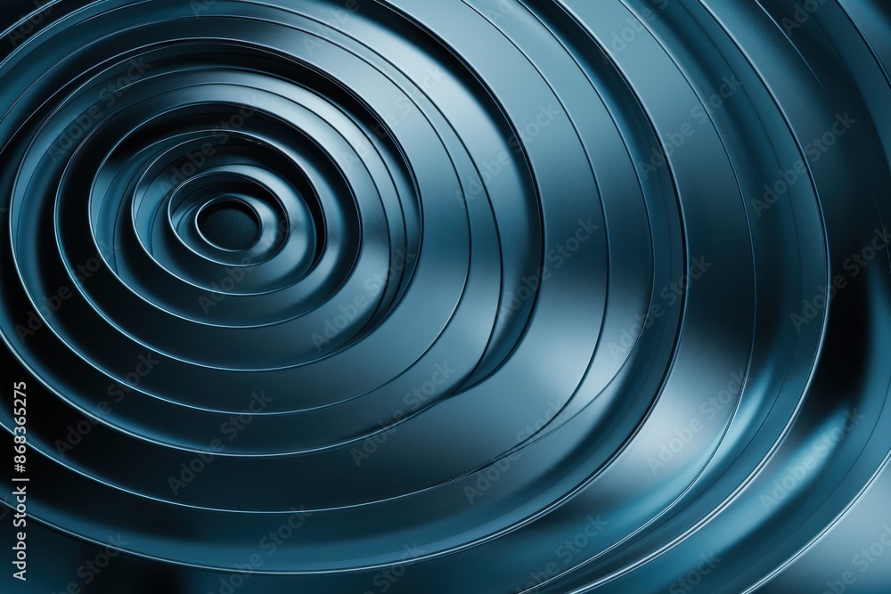 Abstract background with blue metallic concentric circles forming a spiral. Design element for technology, science, or modern art concepts. Abstract background with blue metallic concentric circles forming a spiral. Design element for technology, science, or modern art concepts.