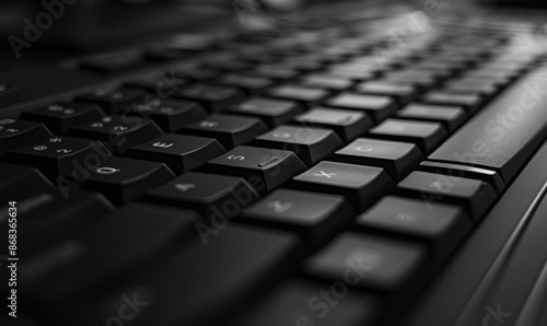 Professional Black Keyboard with Close-up View of Keys