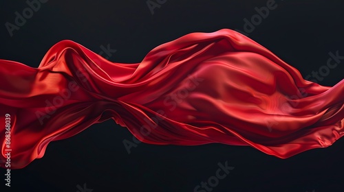 Red Silk Fabric Flowing in the Air