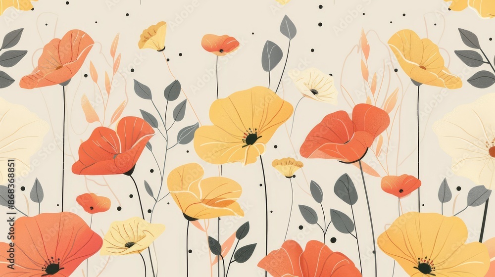 Fototapeta premium Flowers Wallpaper Background - Design Packaging Simple, Design Fashion Generative AI