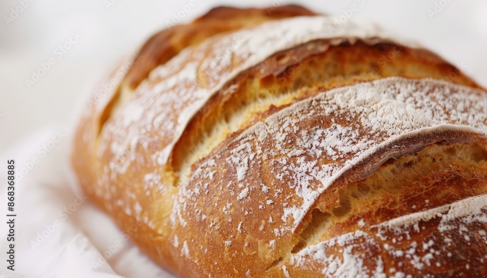 Artisan Bread Loaf with Flaky Crust and Powdered Sugar Artisan Bread Loaf with Flaky Crust and Powdered Sugar