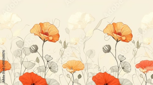 Flowers Wallpaper Background - Design Packaging Simple, Design Fashion Generative AI