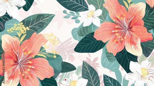 Flowers Wallpaper Background - Design Packaging Simple, Design Fashion Generative AI