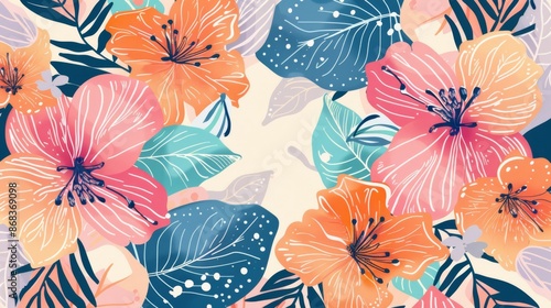 Flowers Wallpaper Background - Design Packaging Simple, Design Fashion Generative AI