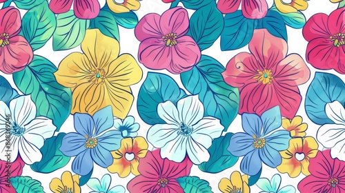 Doodle Theme Flowers Cute Generative AI