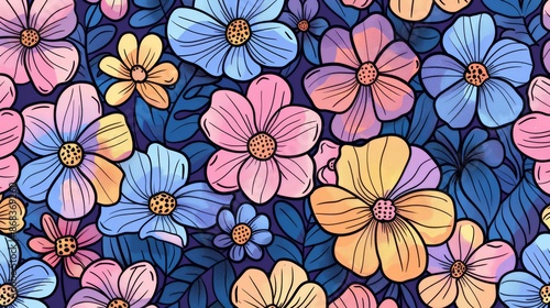 Doodle Theme Flowers Cute Generative AI
