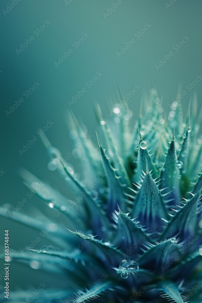 Vivid Blue Cactus with Drops of Water Vivid Blue Cactus with Drops of Water