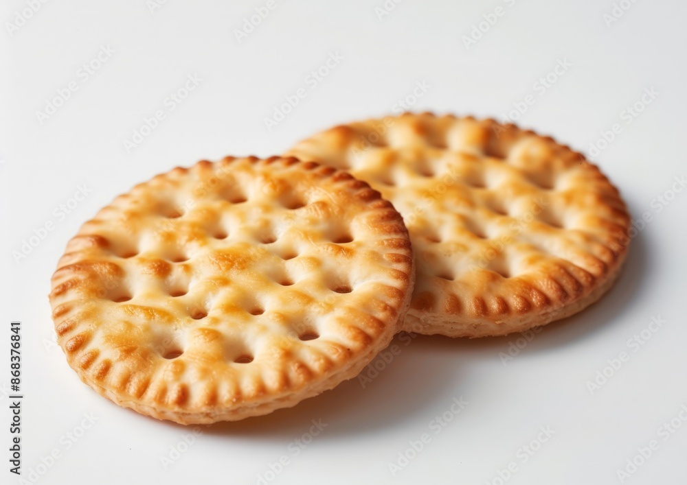 Golden Brown Crackers, Two Stacks, Close-up Golden Brown Crackers, Two Stacks, Close-up