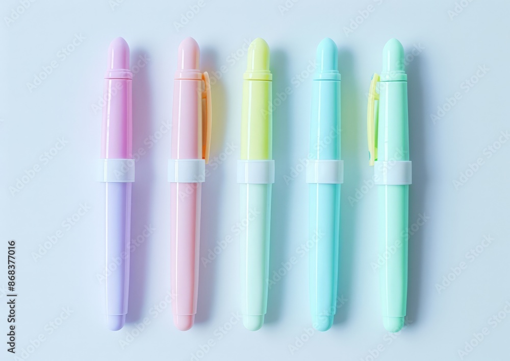 Colorful Pens Set of Five, Pastel Hues, Office Supplies, Stationery, Writing Instruments Colorful Pens Set of Five, Pastel Hues, Office Supplies, Stationery, Writing Instruments