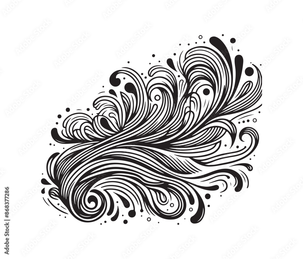 Fototapeta premium Organic Flowing Lines vector art graphic resources silhouette vector style, white background