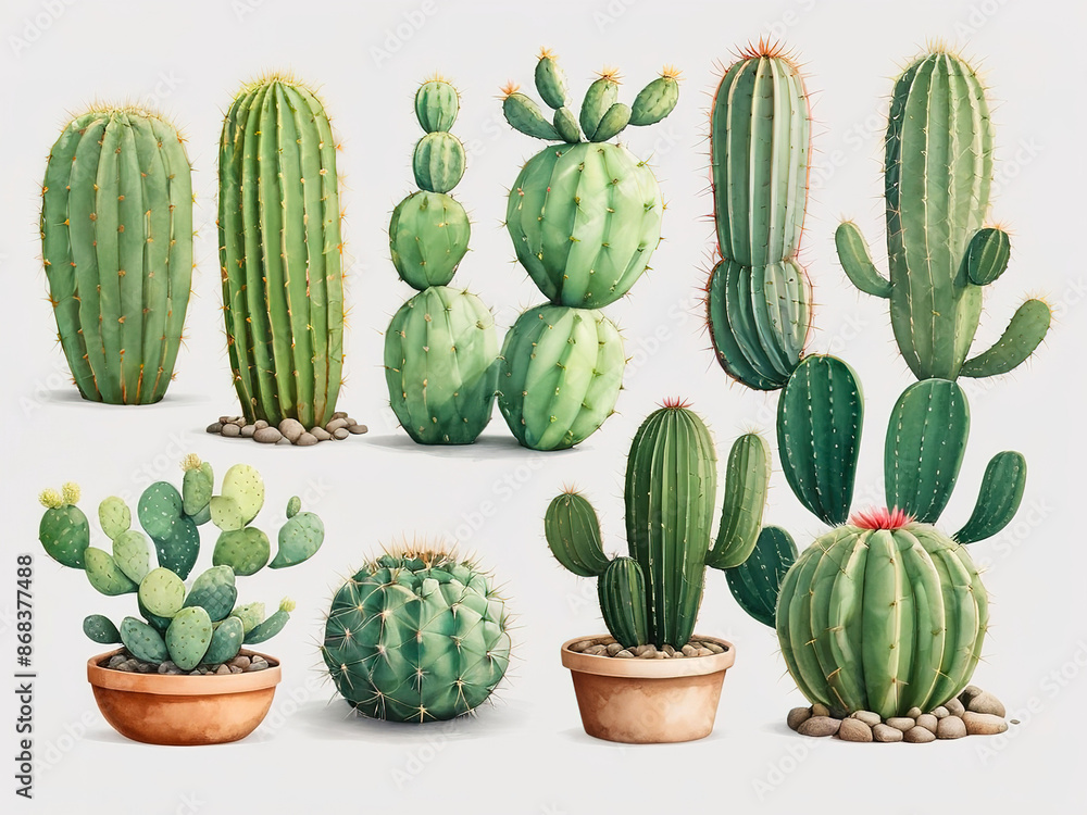 Collection of cactus plants. Illustration. Isolated background. Transparent. Collection of cactus plants. Illustration. Isolated background. Transparent.