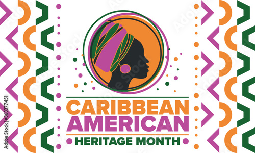 Caribbean American Heritage Month in June. Culture Month to the people of America. Celebrate annual with festival. Happy holiday. Poster, card, banner and background. Vector illustration