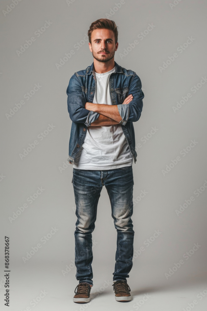 14 A handsome man in trendy clothing standing with confidence, full body, simple solid background, studio lighting, a minimalist composition, 14 A handsome man in trendy clothing standing with confidence, full body, simple solid background, studio lighting, a minimalist composition,