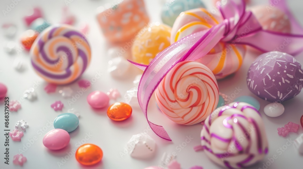 Colorful Candy Swirls with Ribbon and Beads Colorful Candy Swirls with Ribbon and Beads