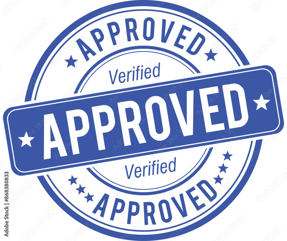 Round approved stamp blue color template Round approved stamp blue color template