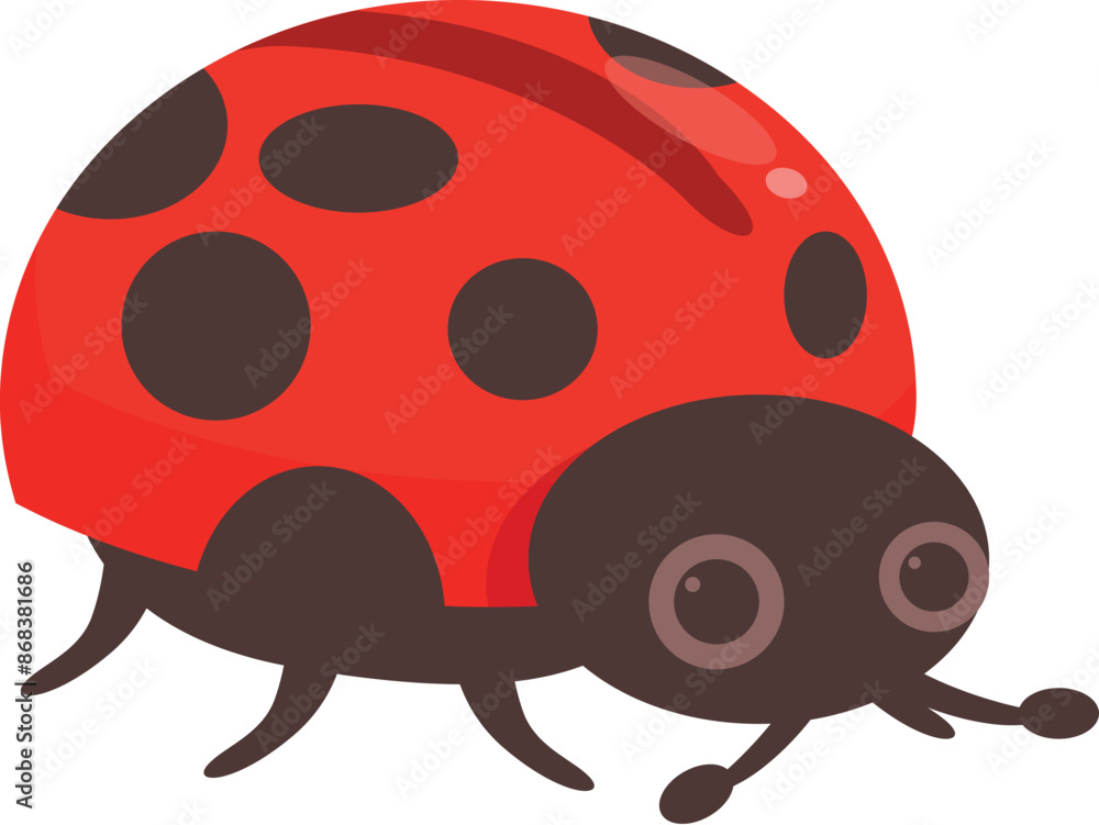Obraz premium Friendly ladybug is crawling on a white background