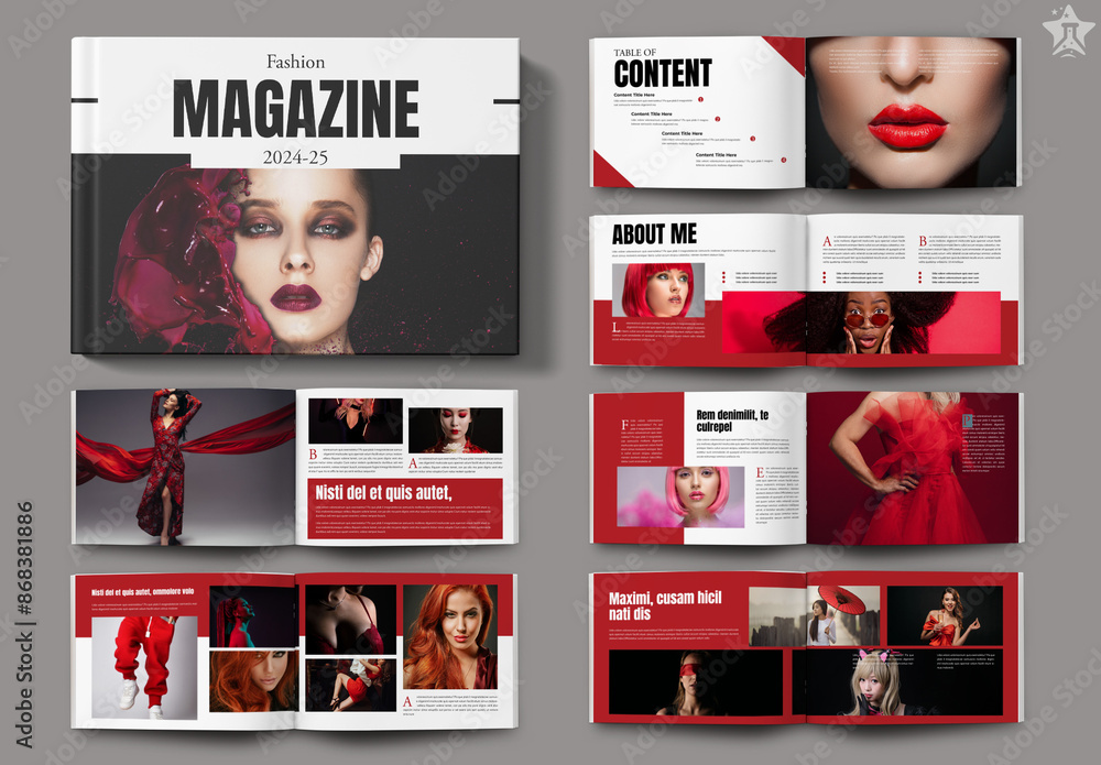 Fashion Magazine Landscape Layout Stock Template | Adobe Stock