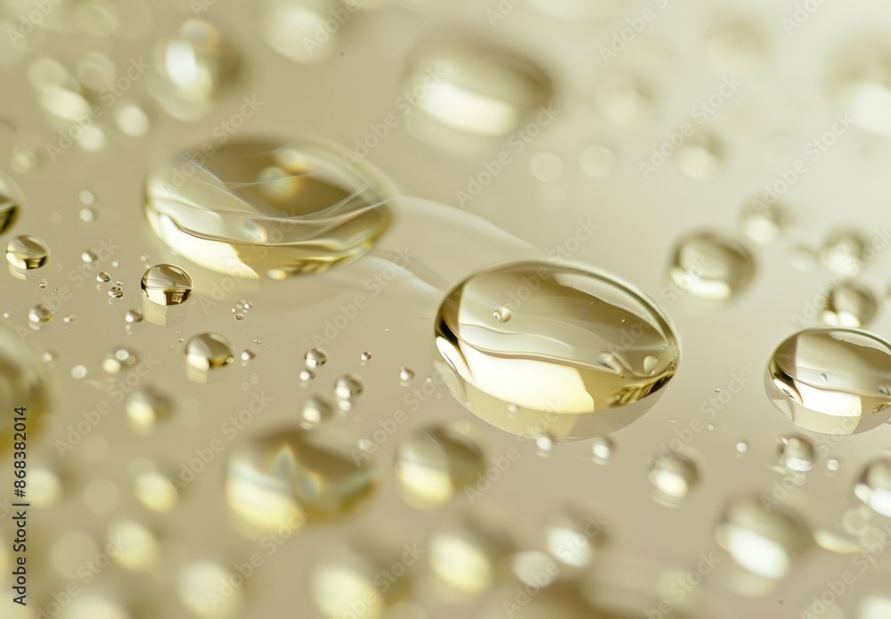 Golden Drops of Water on a Surface Golden Drops of Water on a Surface