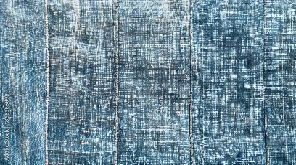Top view of blue wooden background with gray linen texture and empty space for design Simulation Top view of blue wooden background with gray linen texture and empty space for design Simulation
