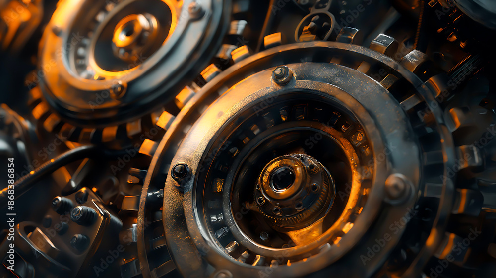 Close up engine gear wheels, Shiny silver metallic engine gear wheels Close up engine gear wheels, Shiny silver metallic engine gear wheels