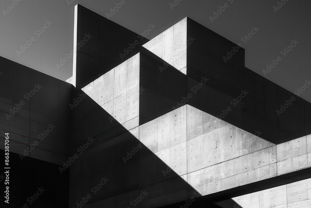 highcontrast black and white photo of brutalist building geometric shapes and shadows abstract architecture highcontrast black and white photo of brutalist building geometric shapes and shadows abstract architecture