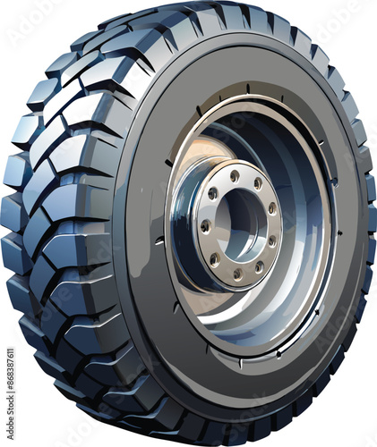 bus Tire Vector design with a high-detail white background
