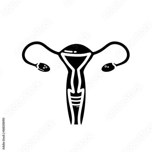 Reproductive system, uterus oviducts, ovaries - vector icon	