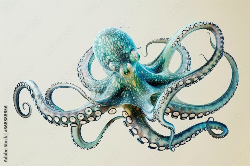 Obraz premium Vibrant Blue Octopus with Glowing Eyes
